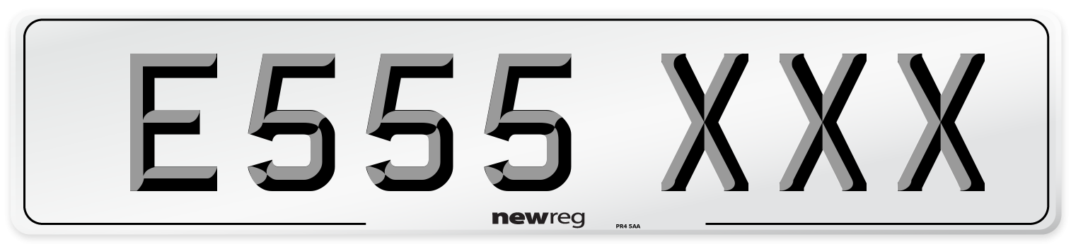 E555 XXX Number Plate from New Reg